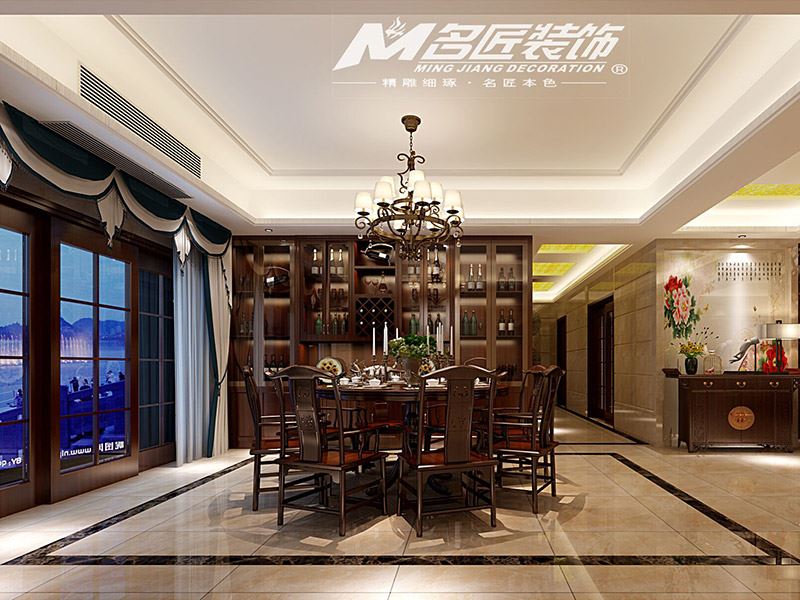 揭陽(yáng)市財(cái)?shù)聵切轮惺斤L(fēng)格四居室裝修案例