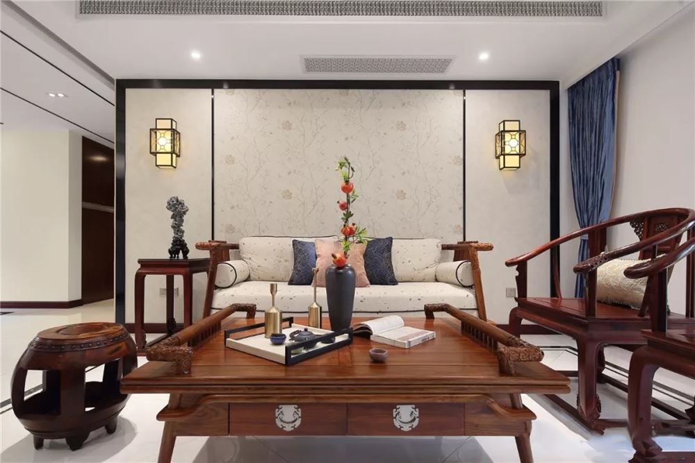 楚雄彝族自治州茶花谷國際社區(qū)香檳郡小區(qū)新中式風格四居室裝修案例